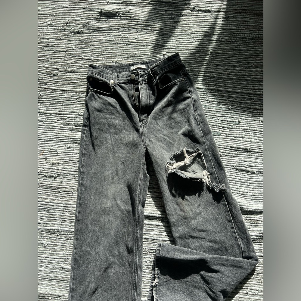 12th Tribe: Brooklyn Washed Black Slash Boyfriend Jeans - Picture 9 of 16
